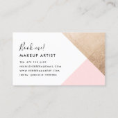 Carte De Visite feuille d'or rose géométrique moderne rose pâle (Dos)