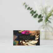 Carte De Visite Feuille d'or verte moderne (Debout devant)