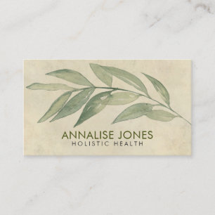 Carte De Visite Feuille doux d'aquarelle sur le papier vintage