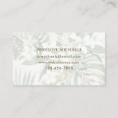 Carte de visite Feuille moderne Green and White Pa (Dos)
