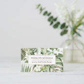 Carte de visite Feuille moderne Green and White Pa (Debout devant)