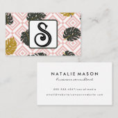 Carte De Visite Feuille Monogram Monstera moderne (Devant / Derrière)