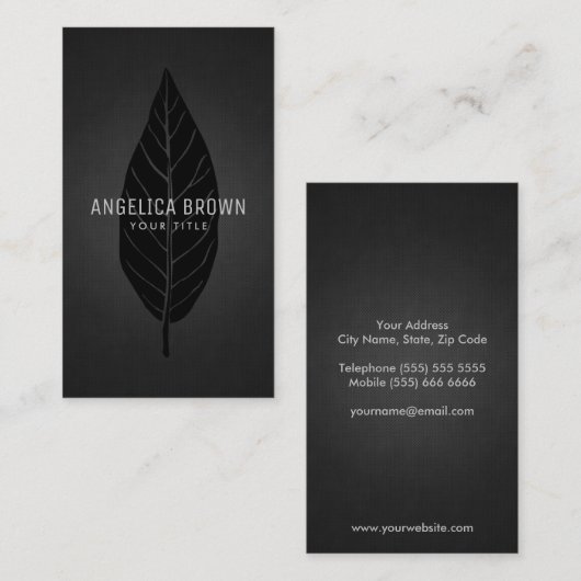 Carte De Visite Feuille noire (Devant / Derrière)