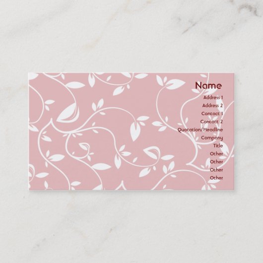 Carte De Visite Feuille rose - affaires (Devant)