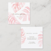 carte de visite feuille rose aquarelle (Devant / Derrière)