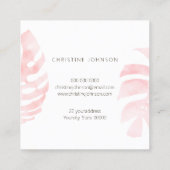 carte de visite feuille rose aquarelle (Dos)