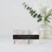 Carte De Visite Feuille rose noir d'or d'aquarelle et de Faux (Debout devant)