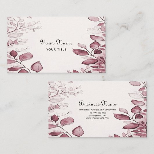 Carte de visite Feuille rouge moderne (Devant / Derrière)