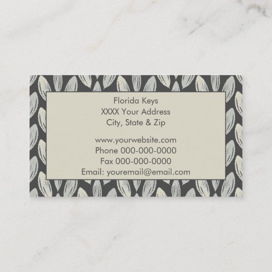 Carte De Visite Feuille tressée gris sur conception gris foncé (Dos)