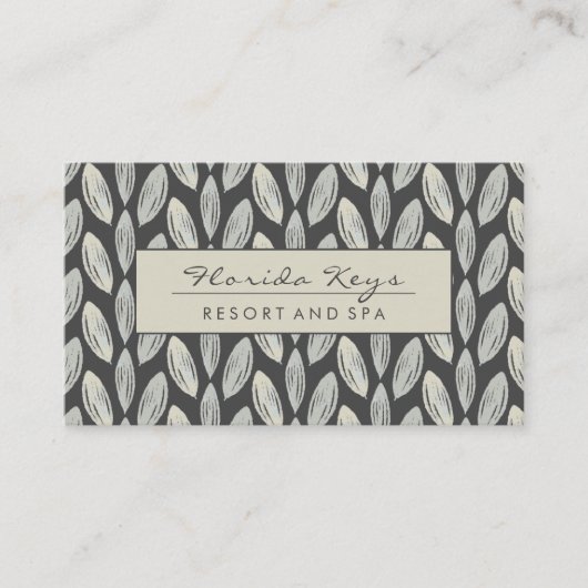 Carte De Visite Feuille tressée gris sur conception gris foncé (Devant)