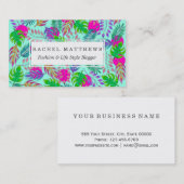 Carte De Visite Feuille tropical dans le motif vibrant d'aquarelle (Devant / Derrière)