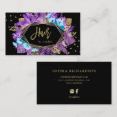 Carte De Visite Feuille tropical fascinant pourpre d'or sur des (Devant / Derrière)