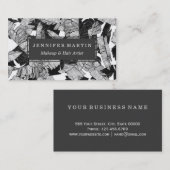 Carte De Visite Feuille tropical noir et blanc moderne de banane (Devant / Derrière)