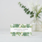 Carte De Visite Feuille tropical | vert et blanc (Debout devant)