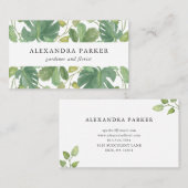 Carte De Visite Feuille tropical | vert et blanc (Devant / Derrière)