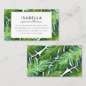 Carte De Visite Feuille tropical vert moderne (Devant / Derrière)