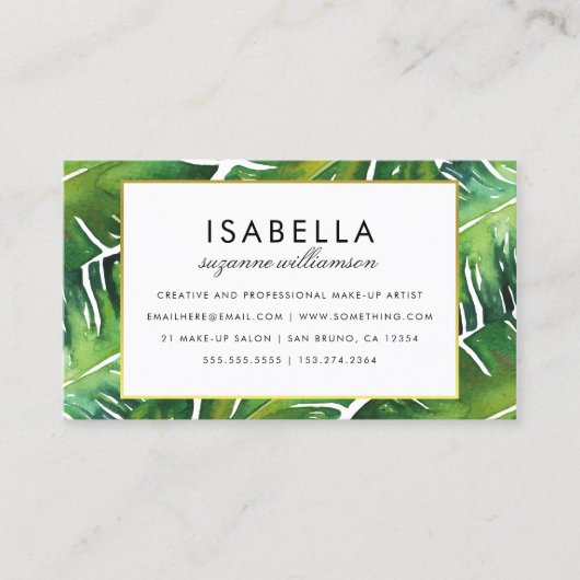 Carte De Visite Feuille tropical vert moderne (Devant)