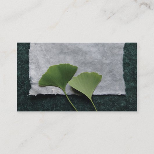 carte de visite feuille vert de ginkgo (Devant)