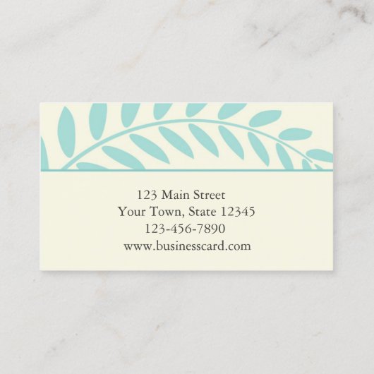 Carte De Visite Feuille vert, frontière de branche (Dos)