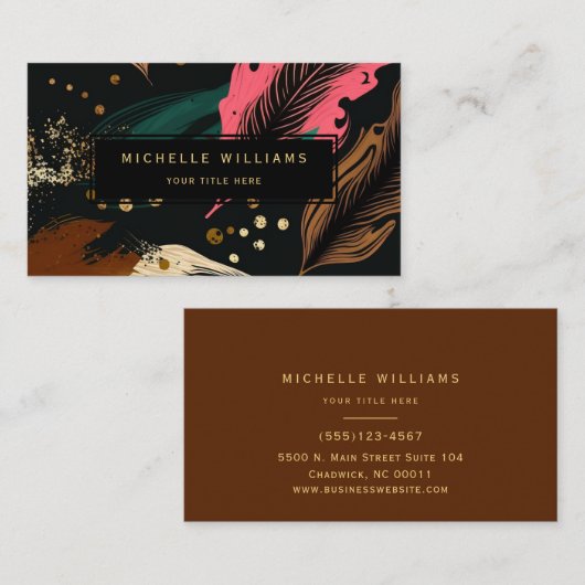 Carte De Visite Feuille verte moderne Abstrait (Devant / Derrière)