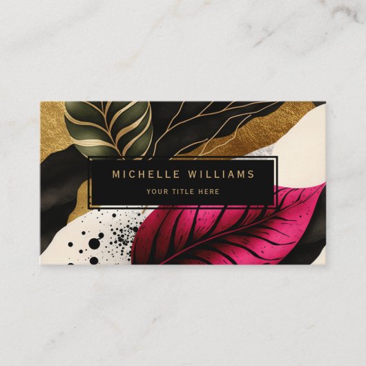 Carte De Visite Feuille verte or moderne Abstrait (Devant)