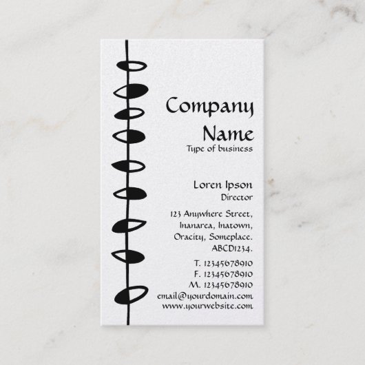 Carte De Visite Feuilles alternatifs - Noir sur Blanc (Or) (Devant)