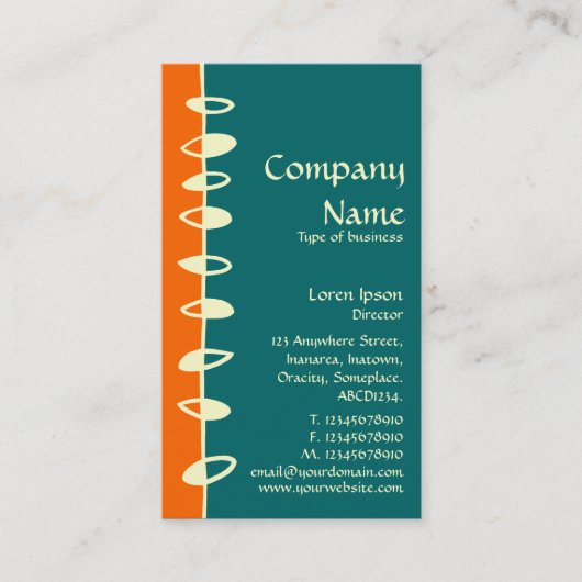 Carte De Visite Feuilles alternatifs - Orange, Turquoise et crème (Devant)