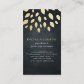 Carte De Visite Feuilles Black & Gold avec Pose de méditation Yoga (Dos)