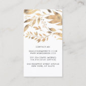 Carte De Visite Feuilles blanc et or Wreath Moderne Chic (Dos)
