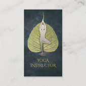 Carte De Visite Feuilles Bodhi Black & Gold avec méditation Yoga (Devant)