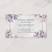 Carte De Visite Feuilles botaniques à la mode violet et or (Dos)