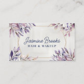 Carte De Visite Feuilles botaniques à la mode violet et or (Devant)