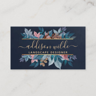 Carte De Visite Feuilles botaniques chic or marine Foliage moderne