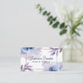 Carte De Visite Feuilles botaniques de couleur pourpre et marine (Debout devant)