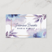 Carte De Visite Feuilles botaniques de couleur pourpre et marine (Devant)