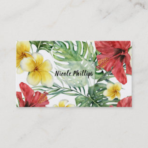 Carte De Visite Feuilles botaniques tropicales Fleurs florales Chi