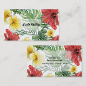 Carte De Visite Feuilles botaniques tropicaux Fleurs florales chic (Devant / Derrière)