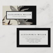 Carte De Visite Feuilles d'aquarelle Abstraits modernes | Noir (Devant / Derrière)