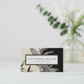 Carte De Visite Feuilles d'aquarelle Abstraits modernes | Noir (Debout devant)