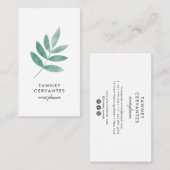 Carte De Visite Feuilles d'aquarelle botanique moderne peint (Devant / Derrière)