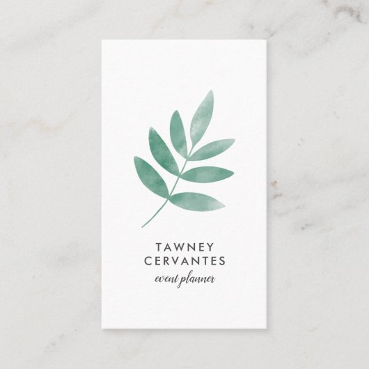Carte De Visite Feuilles d'aquarelle botanique moderne peint (Devant)
