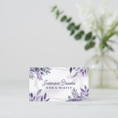 Carte De Visite Feuilles d'aquarelle géométrique violet et or (Debout devant)