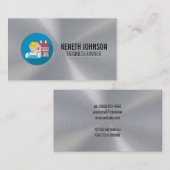 Carte De Visite Feuilles d'argent métallique des ouvriers du bâtim (Devant / Derrière)