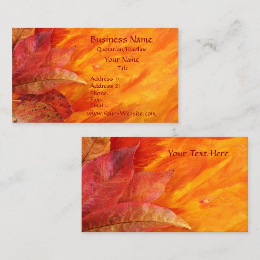 Carte de visite Feuilles d'automne (Devant / Derrière)