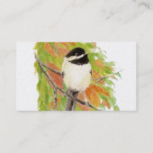 Carte De Visite Feuilles d'automne Chickadee Bird Custom (Dos)