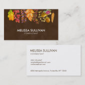 Carte De Visite Feuilles d'automne et frontière de feuillage (Devant / Derrière)