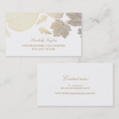 Carte De Visite Feuilles d'automne or et blanc élégant (Devant / Derrière)