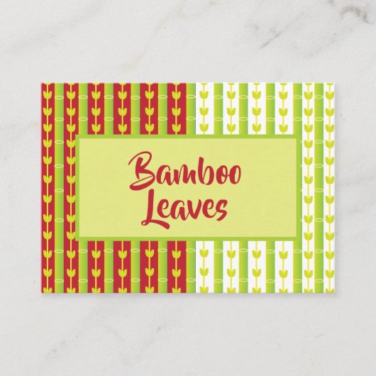 Carte De Visite Feuilles de bambou rouges et vertes  (Devant)