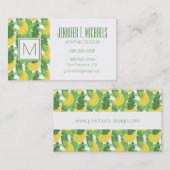 Carte De Visite Feuilles De Banane Et Motif De Fruits| Monogramme (Devant / Derrière)