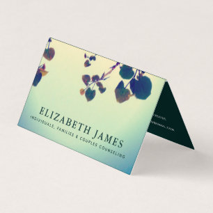 Carte De Visite Feuilles de coeur vert bleu Tibre